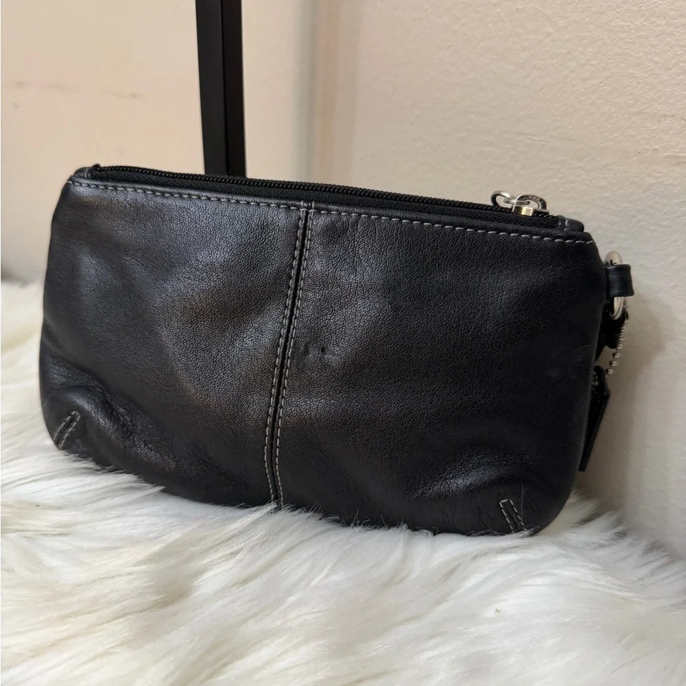 Coach Black Wristlet with Silver Buckle